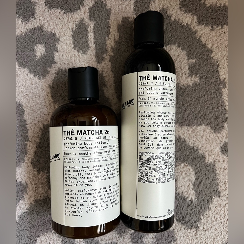 New Le Labo Thé Matcha 26 Lotion and Shower Gel